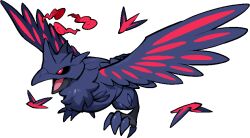  animal_focus bird black_sclera bright_pupils colored_sclera commentary_request corviknight dynamax full_body gigantamax gigantamax_corviknight kawaanago no_humans open_mouth pokemon pokemon_(creature) pokemon_focus red_clouds red_eyes solo transparent_background white_pupils 