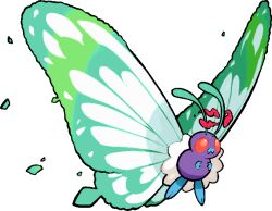  antennae bug butterfree commentary_request dynamax fangs full_body gigantamax gigantamax_butterfree insect_wings kawaanago no_humans pokemon pokemon_(creature) pokemon_focus red_clouds red_eyes solo transparent_background wings 