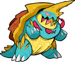  commentary_request drednaw dynamax full_body gigantamax gigantamax_drednaw kawaanago no_humans open_mouth pokemon pokemon_(creature) pokemon_focus red_clouds solo transparent_background 