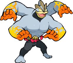  belt commentary_request dynamax extra_arms full_body gigantamax gigantamax_machamp kawaanago machamp muscular open_mouth pokemon pokemon_(creature) pokemon_focus red_clouds smile solo standing transparent_background 