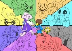  2024 2d 2others 3girls 6+boys alphys alternate_costume ambiguous_gender android animal animal_ears ankle_boots anniversary annoying_dog anthro aqua_background aqua_theme armor artist_name asgore_dreemurr asriel_dreemurr barefoot beard black_eyepatch black_shorts blue_shirt boots brothers brown_boots brown_hair buck_teeth cape chara_(undertale) chibi child clenched_hand closed_eyes coat dated delta_rune_(symbol) delta_rune_print digital_media dinosaur dinosaur_girl dog double_horizontal_stripe dress droopy_ears ear_fins everyone eyepatch facial_hair fangs female fins fish fish_girl floppy_ears flower flowey_(undertale) frisk_(undertale) from_side furry furry_female furry_male gaster_follower_1 gaster_follower_2 gaster_follower_3 glasses gloves goat goat_boy goat_ears goat_girl goat_horns green_background green_theme grey_background hair_over_one_eye happy_anniversary head_fins high_ponytail highres holding holding_flower holding_hands holding_microphone hollow_eyes hood hood_down hooded_jacket horizontal-striped_clothes horns human humanoid humanoid_robot ikkakutenma jacket lab_coat lizard lizard_girl long_hair long_sleeves male mammal mettaton mettaton_ex microphone monochrome monster monster_boy monster_girl multicolored_background multiple_boys multiple_girls multiple_others official_alternate_costume open_clothes open_jacket orange_background orange_theme outline papyrus_(undertale) pauldrons pink_background pink_slippers pink_stripes pink_theme plant pointing pointing_forward polka_dot polka_dot_dress ponytail purple_background purple_robe purple_theme red_background red_boots red_theme reptile reptile_girl robe robot robot_boy sans_(undertale) scalie sharp_teeth shirt short_hair shorts siblings simple_background skeleton slippers slit_pupils spot_color striped_clothes striped_shirt sweater teeth toriel turtleneck turtleneck_sweater two-tone_shirt undead undertale undyne utdr_(toby_fox) variant_set w.d._gaster walking white_fur white_horns white_outline white_shirt yellow_background yellow_flower yellow_theme zipper 