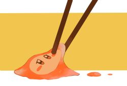  blush_stickers chopsticks food highres kirby_(series) no_humans purano7 simple_background slime_(substance) two-tone_background waddle_dee warm_colored white_background yellow_background 