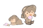  brown_hair dummy food hat highres ice_cream jacket melting original scarf summer temmie_chang tongue 