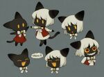  animal_ears black_fur cat cat_ears cat_tail closed_eyes extra_eyes furry highres maniani open_mouth original tail white_hair yellow_eyes 