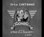  1boy aimf animal_nose artist_name character_name closed_mouth commentary_request copyright_name english_text furry furry_male gloves grey_background greyscale hand_on_hip hand_up happy index_finger_raised looking_at_viewer male_focus monochrome pillarboxed sega sideways_mouth signature sketch smile solo sonic_(series) sonic_the_hedgehog spiky_hair standing star_(symbol) twitter_username 