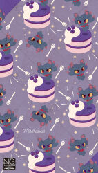  cake colored_sclera commentary floating food fork ghost highres meme_(sleepsheep) misdreavus no_humans pokemon pokemon_(creature) pokemon_focus red_eyes sparkle symbol-only_commentary yellow_sclera 