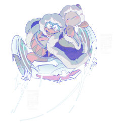  absurdres blush_stickers chariot_(kirby) clenched_hand copy_ability fur-trimmed_robe fur_trim gloves highres king_dedede kirby_(series) kirby_air_ride kirby_air_riders looking_at_viewer open_mouth robe waddle_dee watermark womega_(sigma) yellow_gloves 