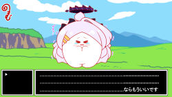  >_< ahoge blue_archive blue_sky blush chibi cliff closed_eyes closed_mouth clouds commentary_request day facing_viewer grass grey_hair hair_ornament hairclip halo highres hina_(blue_archive) horns kurukurumagical long_hair outdoors parted_bangs single_hair_intake sky smile solo standing translation_request trembling very_long_hair 