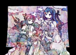  akari_(pokemon) arc_phone armor backpack bag book bracer commission commissioner_upload english_commentary festival_jinbei gae_bolg_(final_fantasy) gae_bolg_(fire_emblem) greaves guild_cross_(armor) hatching_(texture) headband highres hisuian_poke_ball holding holding_book imati_tooru linear_hatching monster_hunter_(character) monster_hunter_(series) nerscylla_(armor) open_book partially_colored pen_(medium) poke_ball reyna_(stryker324) rhea_(stryker324) rock sitting skeb_commission traditional_media 