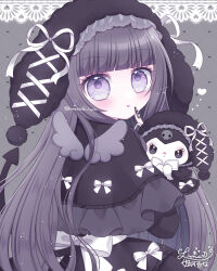  1girl commentary_request highres himetsuki_luna kuromi long_hair onegai_my_melody sanrio wings 