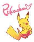  :3 ^_^ animal_focus blush_stickers character_name closed_eyes closed_mouth commentary_request english_text full_body happy heart lowres no_humans pikachu pokemon pokemon_(creature) ribero sitting sketch smile solo 