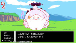  afterimage ahoge arrow_(symbol) blue_archive blue_sky blush chibi cliff clouds commentary_request day grass grey_hair hair_ornament hairclip halo highres hina_(blue_archive) horns kurukurumagical long_hair looking_at_viewer o_o outdoors parted_bangs parted_lips single_hair_intake sky solo standing tears translation_request very_long_hair wavy_mouth 