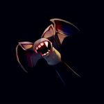  animal_focus bat black_background commentary_request fangs full_body lowres no_eyes no_humans open_mouth pokemon pokemon_(creature) ribero simple_background solo teeth zubat 
