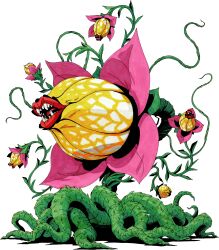  absurdres audrey_(megami_tensei) demon_(megami_tensei) flower full_body highres kazuma_kaneko lips marker_(medium) no_humans petals plant retro_artstyle scan shin_megami_tensei shin_megami_tensei_ii solo spines teeth the_little_shop_of_horrors third-party_source traditional_media transparent_background vines 
