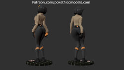  1girl ass black_bodysuit black_gloves bodysuit dark-skinned_female dark_skin emma_(pokemon) gloves highres huge_ass non-web_source pokemon pokemon_legends:_z-a short_hair solo 