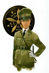  absurdres belt hat highres imperial_japanese_army katana manchukuo military military_hat military_uniform necktie nijiiro_no_trotsky non-web_source sword weapon world_war_ii yasuhiko_yoshikazu 
