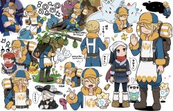  !? +++ ... 2boys 2girls ? akari_(pokemon) backpack bag black_hat blonde_hair boots bottle branch brown_boots budew burmy burmy_(plant) closed_eyes cogita_(pokemon) commentary_request cup enamorus flower galaxy_expedition_team_survey_corps_uniform gible ginkgo_guild_uniform giratina giratina_(origin) hair_over_one_eye hat hat_flower headscarf heart highres holding holding_cup holding_pokemon index_finger_raised long_sleeves male_focus max_revive multiple_boys multiple_girls multiple_views open_mouth oshawott pikachu pokemon pokemon_(creature) pokemon_legends:_arceus red_hat red_scarf rei_(pokemon) revive_(pokemon) riolu scarf shuan_0420 simple_background sleeping sleeping_upright spiritomb spoken_ellipsis squatting squiggle standing sweat togekiss togepi togetic translation_request unown unown_! unown_a unown_d unown_e unown_l unown_m unown_o unown_u unown_v unown_w volo_(pokemon) white_background white_flower white_headscarf 