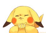  animal animal_focus artist_name closed_eyes commentary_request food fruit holding lemon lemon_slice misonikomiii no_humans open_mouth parted_lips pikachu pokemon pokemon_(creature) simple_background upper_body white_background wrinkled_frown_(detective_pikachu) 