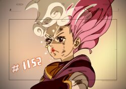  1girl breasts episode_number floating_hair gear_fifth highres jewelry_bonney long_hair mehdi_aouichaoui multicolored_hair one_piece pink_hair release_celebration solo transformation two-tone_hair upper_body white_hair 