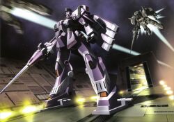  aircraft_catapult artist_request assault_visor berga_giros cable clenched_hand crossbone_vanguard den'an_zon gundam gundam_f91 gundam_perfect_file hangar highres holding holding_weapon machinery magazine_scan mecha mecha_focus mobile_suit motion_blur nebula no_humans official_art painting_(medium) promotional_art realistic robot roundel scan science_fiction shot_lancer space spacecraft star_(sky) thrusters traditional_media weapon zero_gravity 