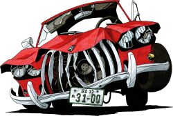  absurdres broken_glass car chris_the_car_(megami_tensei) christine_(novel) crack damaged demon_(megami_tensei) full_body glass highres kazuma_kaneko license_plate marker_(medium) motor_vehicle no_humans official_art possessed retro_artstyle scan shin_megami_tensei shin_megami_tensei_ii solo third-party_source traditional_media transparent_background vehicle_focus 