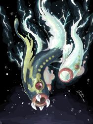  animal_focus blue_skin colored_sclera colored_skin eel eelektross fangs fish geru_(gelusado3) highres lamprey mega_eelektross mega_pokemon multicolored_skin no_humans open_mouth pokemon pokemon_(creature) pokemon_focus pokemon_legends:_z-a red_sclera two-tone_skin white_skin 