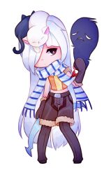  1boy animal_on_head arcelle black_cat black_shoes bright_pupils brown_eyes brown_shirt cat cat_on_head closed_mouth commentary english_commentary expressionless full_body fur-trimmed_gloves fur-trimmed_shorts fur_trim ghost gloves grey_gloves grey_pants grey_shorts hair_over_one_eye highres long_hair looking_at_viewer male_focus on_head pants pants_under_shorts ragnarok_online shirt shoes shorts simple_background sniper_(ragnarok_online) solo standing transparent_background very_long_hair white_cat white_hair white_pupils 