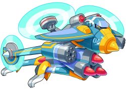  1boy 6_(number) aircraft aqua_armor armor aviator_(mighty_no._9) full_body helicopter mighty_no._9 missile no_humans orange_eyes propeller redesign robot simple_background tagme ultimatemaverickx weapon white_background 