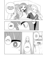  1boy 2girls :d alternate_language averting_eyes bleached_hair blunt_bangs collarbone commentary dot_nose dress earrings english_commentary english_text eye_focus eyelashes forehead go-toubun_no_hanayome greyscale grimace grin highres hood hoodie jewelry kosmos_beta long_hair looking_to_the_side monochrome multiple_girls nakano_nino nakano_yotsuba open_mouth photo_(object) short_hair shoulder_strap single_earring smile speech_bubble spoilers tears teeth uesugi_fuutarou upper_teeth_only v very_long_hair wide-eyed 