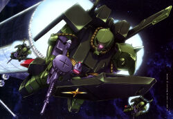  absurdres army cable fleet gryps gun gundam gundam_perfect_file highres hizack machine_gun machinery maeda_seimei magazine_scan mecha mecha_focus mobile_suit nebula no_humans o'neill_cylinder official_art retro_artstyle robot scan science_fiction scope shield space space_habitat star_(sky) thrusters titans_(gundam) traditional_media weapon zero_gravity zeta_gundam 