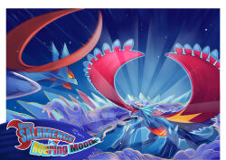 absurdres animal_focus blawn_z blue_eyes border character_name claws clouds colored_sclera commentary dragon english_commentary fangs flying highres mega_pokemon mega_salamence motion_blur no_humans open_mouth pokemon pokemon_(creature) pokemon_focus red_eyes roaring_moon salamence sharp_teeth signature sky teeth tongue twitter_username v-shaped_eyebrows white_border yellow_sclera 