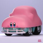  3d artist_name car english_commentary ground_vehicle headlight henry_vargas highres kirby kirby_(series) kirby_and_the_forgotten_land motor_vehicle mouthful_mode no_humans tire 