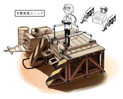  cable drum_(container) goggles goggles_on_head green_light katou_keiko keiko messy_(efuya) railing red_light sketch source_request standing_on_object strike_witches trailer translation_request wire witches_of_africa wooden_box world_witches_series 