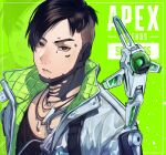  1boy apex_legends black_hair black_shirt brown_eyes collarbone crypto_(apex_legends) drone hack_(apex_legends) highres jacket jewelry looking_at_viewer lupi_(yuni_060969) male_focus necklace open_mouth portrait shirt solo undercut white_jacket 