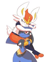  1boy 1girl animal_ears animal_feet animal_hands animal_nose arm_up artist_name blush bright_pupils carrying carrying_person cinderace closed_mouth commentary cowboy_shot english_commentary furry furry_female furry_male furry_with_furry half-closed_eye hand_on_another's_thigh hand_up happy head_hug heart hetero highres interspecies j.jama jitome light_blush looking_afar looking_at_another looking_down lucario mixed-language_commentary on_shoulder one_eye_closed pokemon pokemon_(creature) pokemon_on_shoulder rabbit_ears rabbit_girl rabbit_tail red_eyes red_hair short_hair short_tail signature sitting_on_shoulder smile spikes standing sweat tail white_pupils wolf_boy wolf_ears wolf_tail 