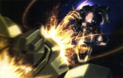  artist_request battle crossbone_vanguard damaged den'an_zon destruction duel earth_federation explosion firing gundam gundam_f91 gundam_perfect_file highres jegan machinery magazine_scan mecha mecha_focus mobile_suit motion_blur muzzle_flash no_humans realistic robot scan scene_reference science_fiction shot_lancer shoulder_spikes space sparks spikes stab thrusters traditional_media zero_gravity 