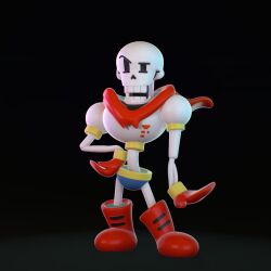  1:1 1boy 2021 3d armor black_background black_eyes blue_shorts boots cape digital_media full_body gloves hand_on_own_hip humanoid ian_ng male male_focus male_only monster monster_boy open_mouth papyrus_(undertale) red_boots red_cape red_gloves shorts simple_background skeleton smile smug solo standing teeth undead undertale utdr_(toby_fox) white_armor zbrush_(medium) 