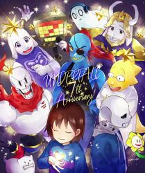  0_0 1other 2022 2d 3girls 5boys alphys ambiguous_gender animal animal_ears anniversary annoying_dog anthro armor artist_name asgore_dreemurr beard black_eyepatch black_shorts blonde_hair blue_jacket blue_shirt blue_shorts blue_skin bone brothers brown_hair buck_teeth cape child cloak colored_sclera colored_skin colored_teeth copyright_name cousins crown delta_rune_(symbol) delta_rune_print digital_media dog double_horizontal_stripe droopy_ears ear_fins english_text everyone eyepatch facial_hair female fins fish fish_girl floppy_ears flower flowey_(undertale) frisk_(undertale) furry furry_female furry_male ghost gloves glowing glowing_heart goat goat_boy goat_ears goat_girl goat_horns grey_background grey_hood hand_up head_fins heart height_difference high_ponytail holding holding_microphone hood hood_down hooded_jacket horizontal-striped_clothes horns human humanoid jacket lizard lizard_girl long_hair long_sleeves male mammal mettaton mettaton_(box) microphone monster monster_boy monster_girl multiple_boys multiple_girls napstablook non-humanoid_robot open_clothes open_jacket papyrus_(undertale) pauldrons pink_stripes plant ponytail purple_cloak purple_robe red_cape red_gloves red_hair reptile reptile_girl robe robot robot_boy sakito_(mg_1016) sans_(undertale) scalie sharp_teeth shirt short_hair shorts siblings simple_background single_vertical_stripe skeleton slit_pupils sparkle striped_clothes striped_shirt striped_shorts teeth text toriel two-tone_shirt undead undertale undyne upper_body utdr_(toby_fox) vertical-striped_clothes vertical-striped_shorts wheel white_armor white_dog white_fur white_gloves white_horns white_shirt white_stripes yellow_flower yellow_sclera yellow_skin yellow_teeth 