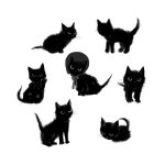  animal animal_focus black_cat bonnet cat clothed_animal greyscale highres looking_at_viewer monochrome narue no_humans original simple_background white_background 