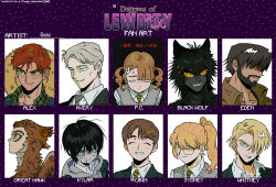  1girl 6+boys ^_^ alex_(degrees_of_lewdity) alex_(male)_(degrees_of_lewdity) artist_name asymmetrical_bangs avery_(degrees_of_lewdity) avery_(male)_(degrees_of_lewdity) bags_under_eyes bandaid bandaid_on_cheek bandaid_on_face beard bird_boy black_fur black_hair black_jacket black_wolf_(degrees_of_lewdity) black_wolf_(male)_(degrees_of_lewdity) blazer blonde_hair blue_eyes blue_necktie blue_suspenders blunt_bangs blush brown_feathers brown_hair brown_jacket character_chart character_name chart chinese_text closed_eyes closed_mouth collage collared_shirt colored_sclera copyright_logo curly_hair degrees_of_lewdity diagonal-striped_clothes diagonal-striped_necktie double-parted_bangs dress_shirt earrings eden_(degrees_of_lewdity) eden_(male)_(degrees_of_lewdity) english_commentary english_text expressionless facial_hair facing_away facing_viewer fangs farmer feather_hair feathers freckles frown full_beard furry furry_male glasses great_hawk_(degrees_of_lewdity) great_hawk_(male)_(degrees_of_lewdity) green_eyes green_shirt grey_eyes grey_hair grey_sweater_vest grin guu_(hakahonoo) hair_between_eyes hair_ornament hair_over_eyes hair_over_one_eye hairclip hat head_tilt highres hood hoodie jacket jewelry kylar_(degrees_of_lewdity) kylar_(male)_(degrees_of_lewdity) lapels logo looking_at_viewer looking_to_the_side mature_male medium_hair messy_hair multiple_boys necktie notched_lapels one_eye_covered open_collar orange_hair parted_bangs plaid_clothes plaid_necktie plaid_shirt player_character_(degrees_of_lewdity) player_character_(female)_(degrees_of_lewdity) ponytail portrait red_hair robin_(degrees_of_lewdity) robin_(male)_(degrees_of_lewdity) sanpaku school_uniform serious shirt short_hair short_twintails sideburns simplified_chinese_text smile straw_hat striped_clothes stud_earrings suspenders sweatdrop sweater_vest sydney_(degrees_of_lewdity) sydney_(male)_(degrees_of_lewdity) tan tareme thick_eyebrows translation_request tsurime turn_pale twintails unworn_hat unworn_headwear wavy_hair white_hoodie white_shirt whitney_(degrees_of_lewdity) whitney_(male)_(degrees_of_lewdity) wing_collar wolf_boy wolf_cut wrinkled_skin yellow_eyes yellow_necktie yellow_sclera 