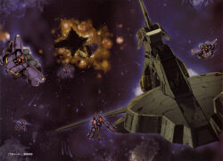  army artist_request asteroid axis_(gundam) battle beam_cannon beam_rifle contrail debris destruction dreissen energy_gun explosion fleet gaza-d gundam gundam_perfect_file gundam_zz highres magazine_scan mecha mecha_focus mobile_suit nebula neo_zeon no_humans o'neill_cylinder official_art one-eyed painting_(medium) realistic robot scan scene_reference science_fiction space space_habitat spacecraft thrusters traditional_media translation_request weapon window zero_gravity 