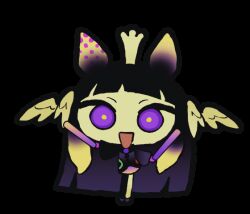  1girl animated animated_gif black_dress black_eyes black_hair bouncing chibi crown dancing dress eelsoup glowstick gradient_hair holding holding_glowstick holding_lightstick hololive hololive_english long_hair multicolored_eyes multicolored_hair ninomae_ina'nis official_art open_mouth penlight_(glowstick) ringed_eyes sidelocks simple_background smile solo standing standing_on_one_leg tako_takover_(ninomae_ina'nis) tentacle_hair transparent_background very_long_hair virtual_youtuber white_background 