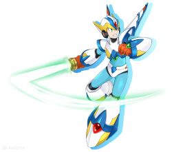  1boy armor clenched_teeth commentary_request energy_sword falcon_armor_x_(mega_man) forehead_jewel full_body helmet highres holding holding_sword holding_weapon l861021176 male_focus mechanical_wings mega_man_(series) mega_man_x_(series) simple_background solo sword teeth weapon white_armor white_background white_helmet wings x_(mega_man) z_saber 