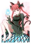  barefoot braid cat_ears cat_tail feet kaenbyou_rin legs multiple_tails red_eyes red_hair redhead short_hair solo tail touhou tri twin_braids twintails 