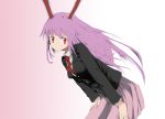  blazer bunny_ears hands_on_thigh leaning leaning_forward long_hair mieharu necktie purple_hair red_eyes reisen_udongein_inaba skirt smile touhou 