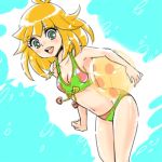  ai-chan beachball bikini blonde_hair face green_eyes hoshino_lala kaminari_ai short_hair swimsuit time_bokan_(series) yatterman 