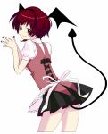  bad_id bat_wings demon_tail head_wings koakuma panties red_eyes red_hair redhead short_hair solo striped striped_panties tail touhou underwear wings 