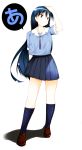  azumanga_daiou blue_eyes blue_hair highres kneehighs legs long_hair misaki_takahiro sakaki school_uniform socks 