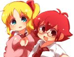  2girls blonde_hair glasses kanbara_satomi mo-no no_nose redhead saki senoo_kaori short_hair 