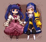  blue_hair chibi dlanor_a_knox dress drill_hair furudo_erika hair_ornament hat lavender_hair long_hair pantyhose shirokura twintails umineko_no_naku_koro_ni yellow_eyes 